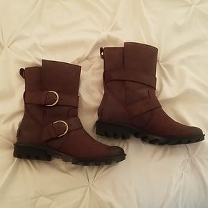 Sorel Phoenix Moto Boot in Cattail Dark Brown